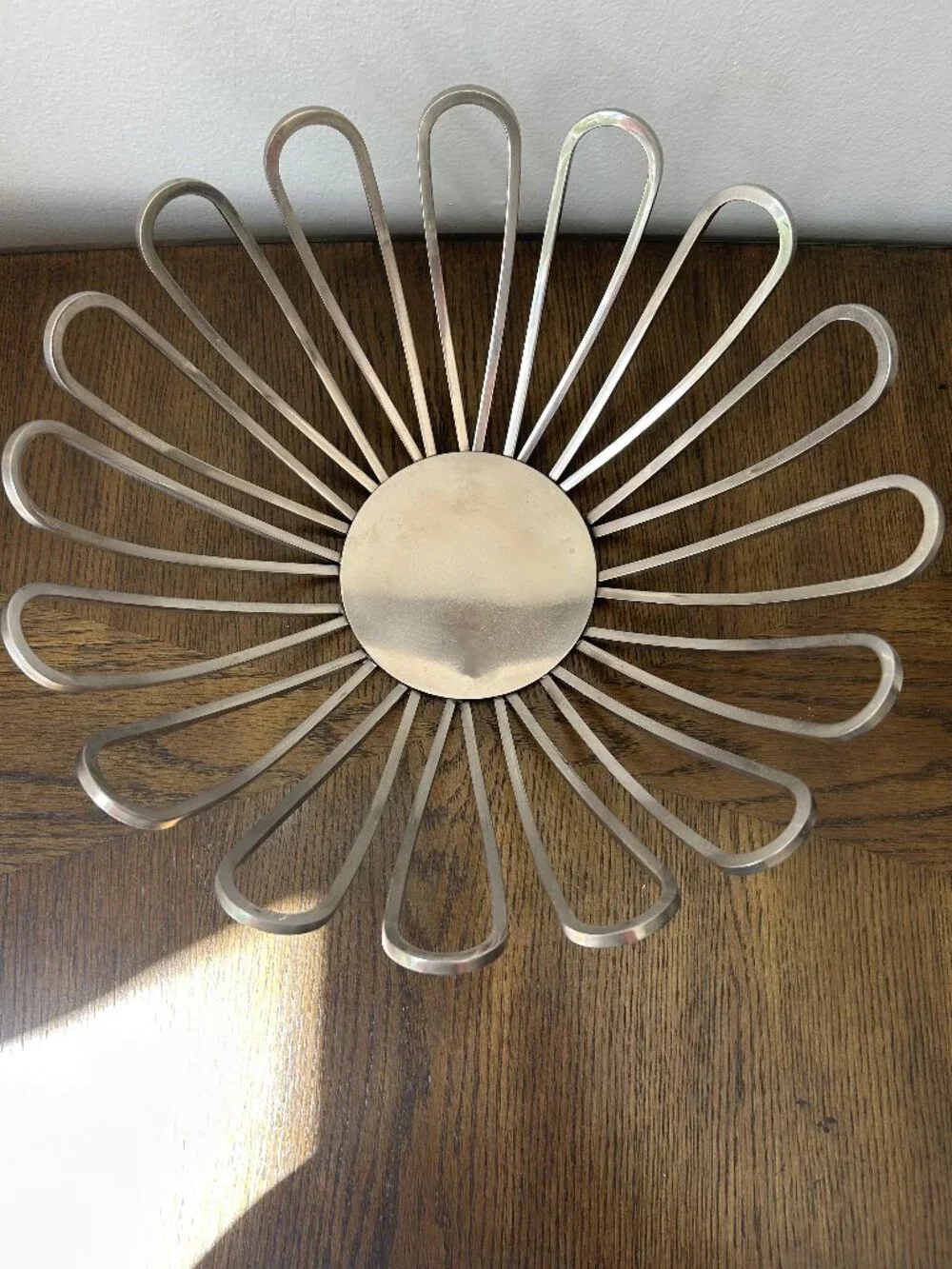 Vintage Metal Flower Shaped Fruit Bowl Basket